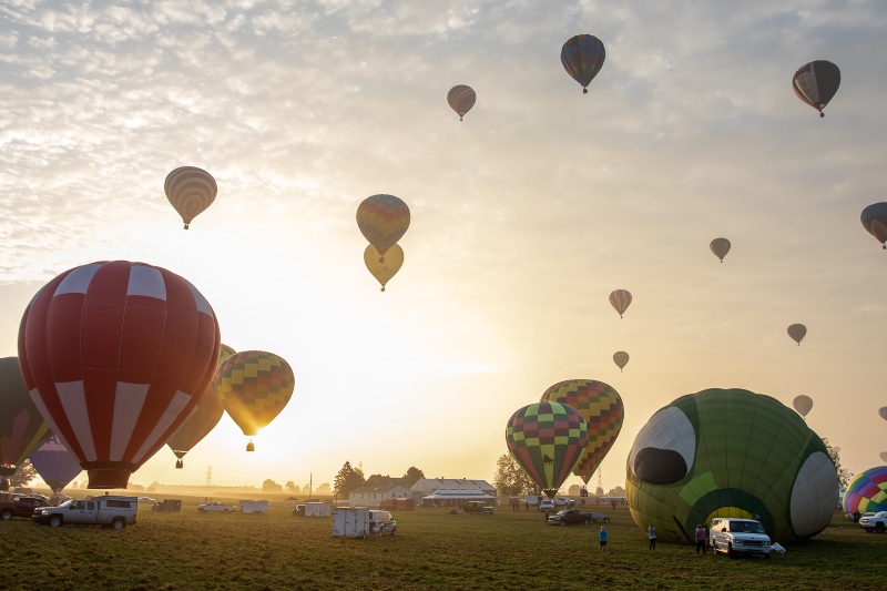 Philly Balloon and Music Festival balloon ascension taking off. 